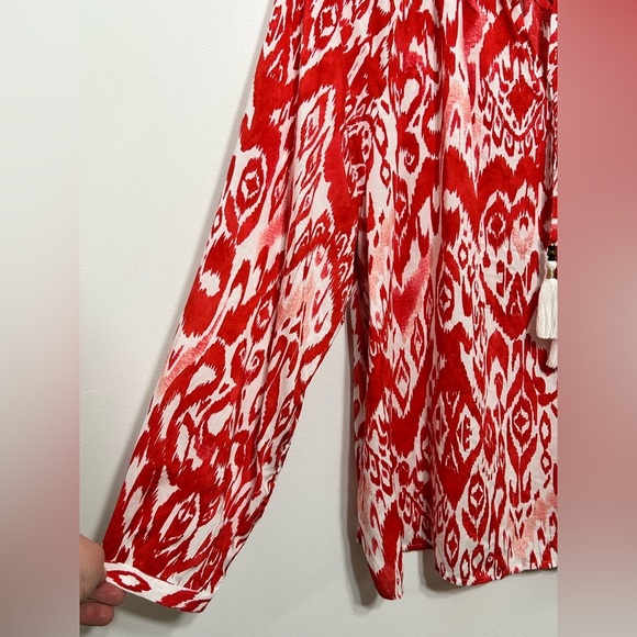 Chicos Boho Ikat Tassel Accent Popover Blouse Womens Size 20-22 - Picture 8 of 14